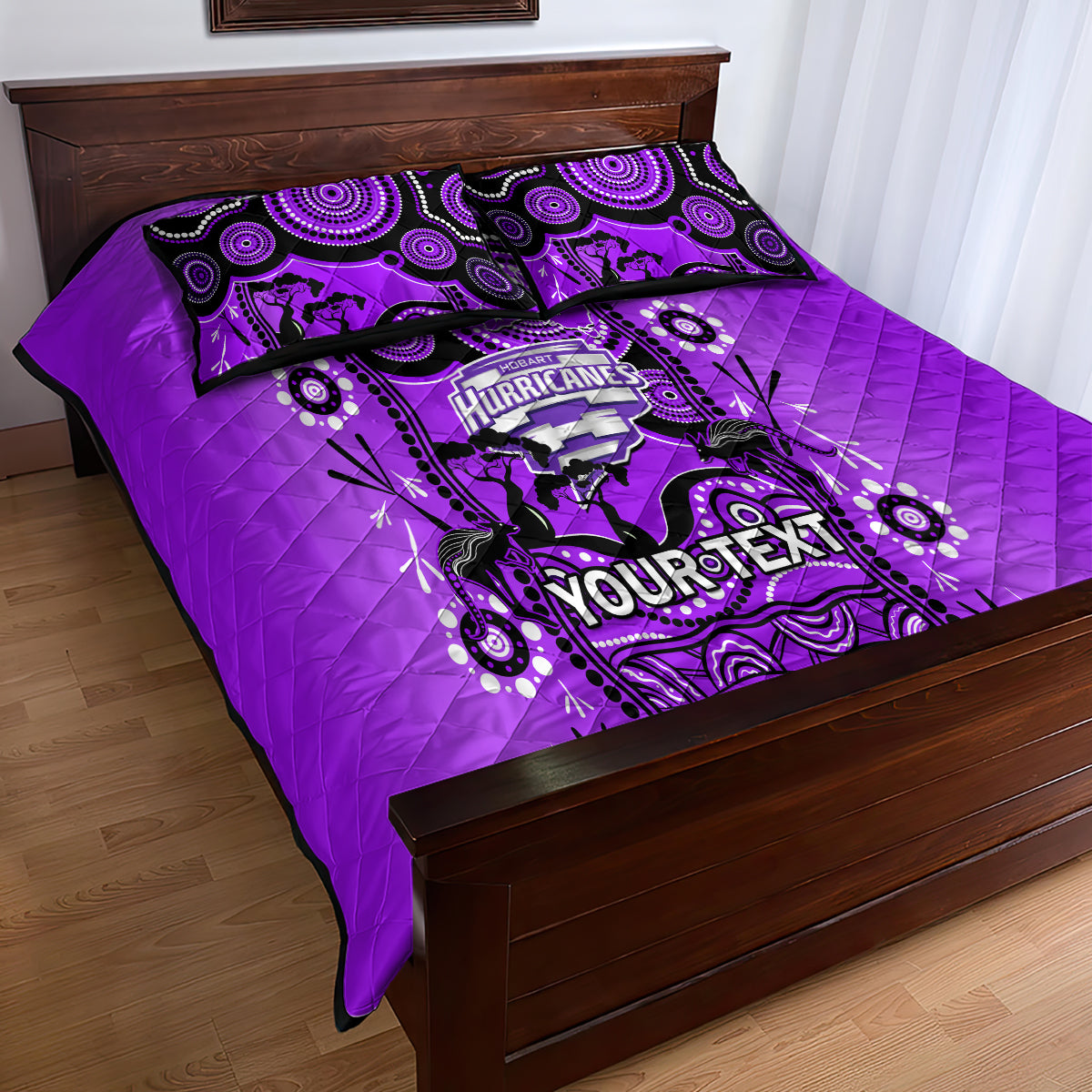 Custom Hobart Hurricanes Cricket Quilt Bed Set Happy Australia Day Aboriginal Art - Vibe Hoodie Shop