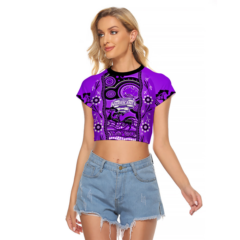 Custom Hobart Hurricanes Cricket Raglan Cropped T Shirt Happy Australia Day Aboriginal Art - Vibe Hoodie Shop