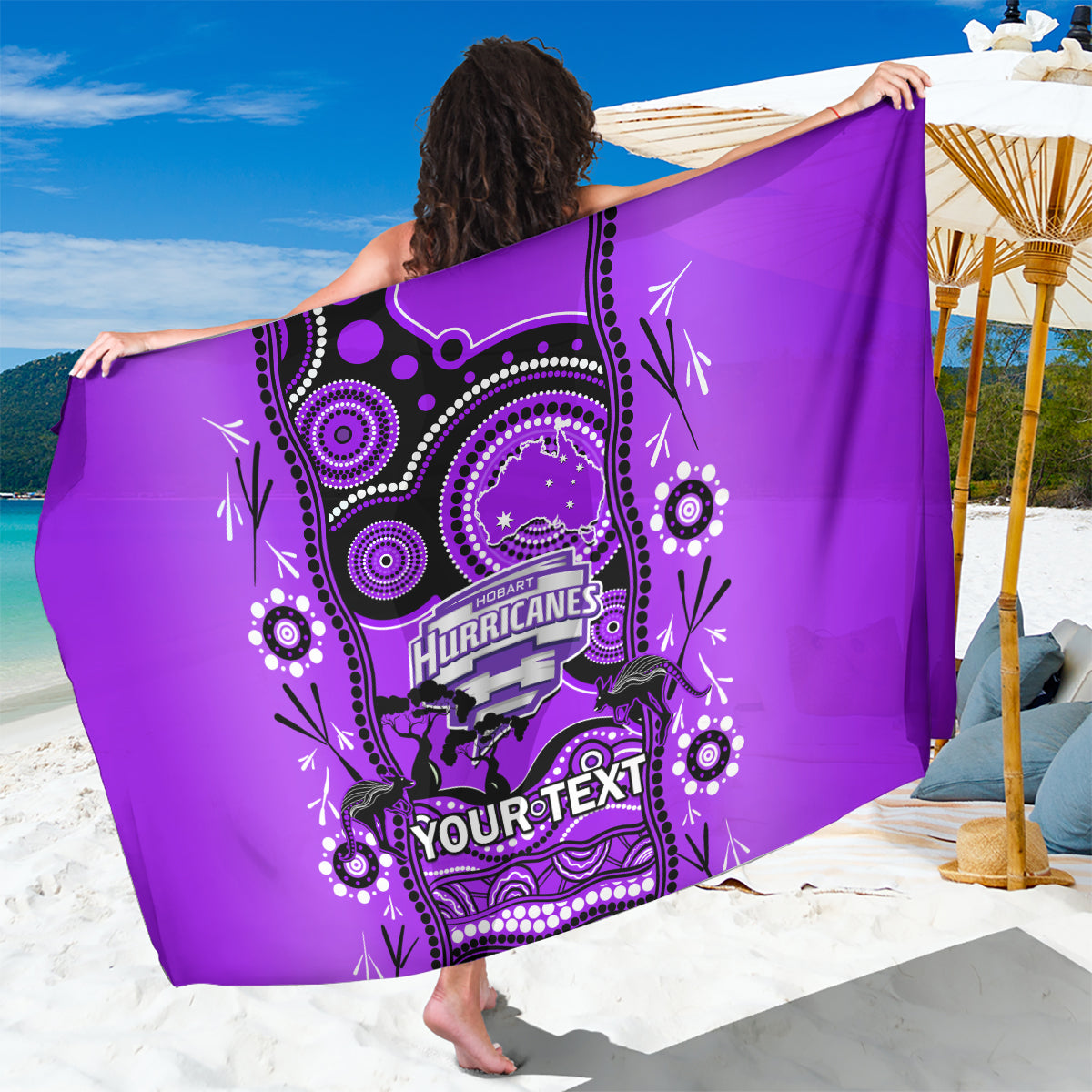 Custom Hobart Hurricanes Cricket Sarong Happy Australia Day Aboriginal Art - Vibe Hoodie Shop