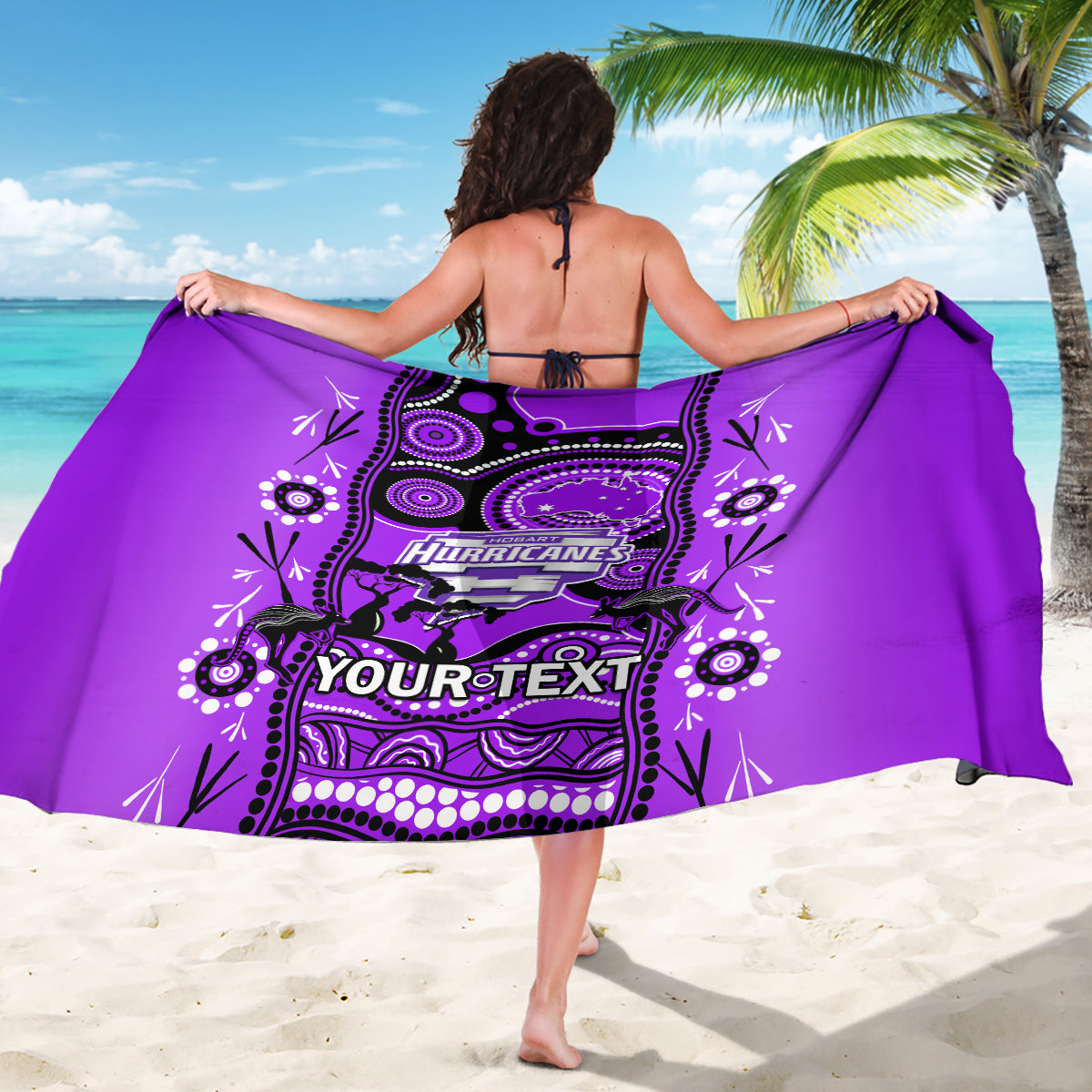 Custom Hobart Hurricanes Cricket Sarong Happy Australia Day Aboriginal Art - Vibe Hoodie Shop