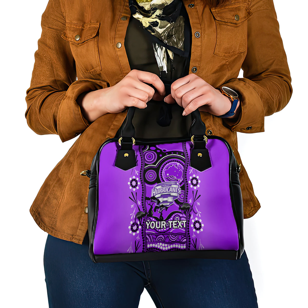 Custom Hobart Hurricanes Cricket Shoulder Handbag Happy Australia Day Aboriginal Art - Vibe Hoodie Shop