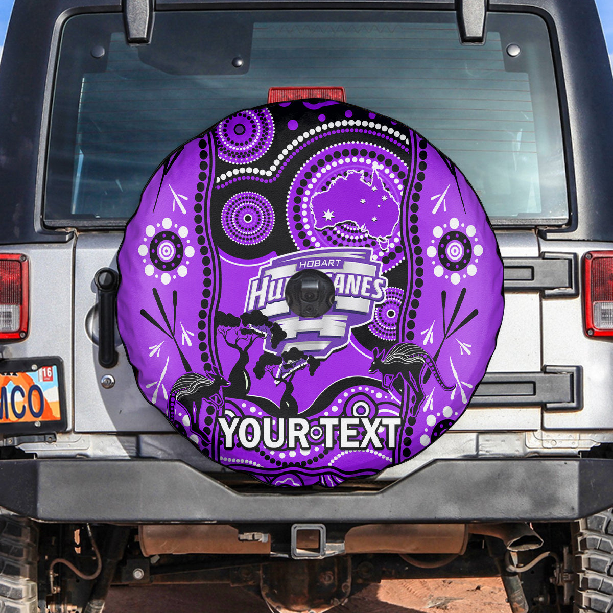 Custom Hobart Hurricanes Cricket Spare Tire Cover Happy Australia Day Aboriginal Art - Vibe Hoodie Shop