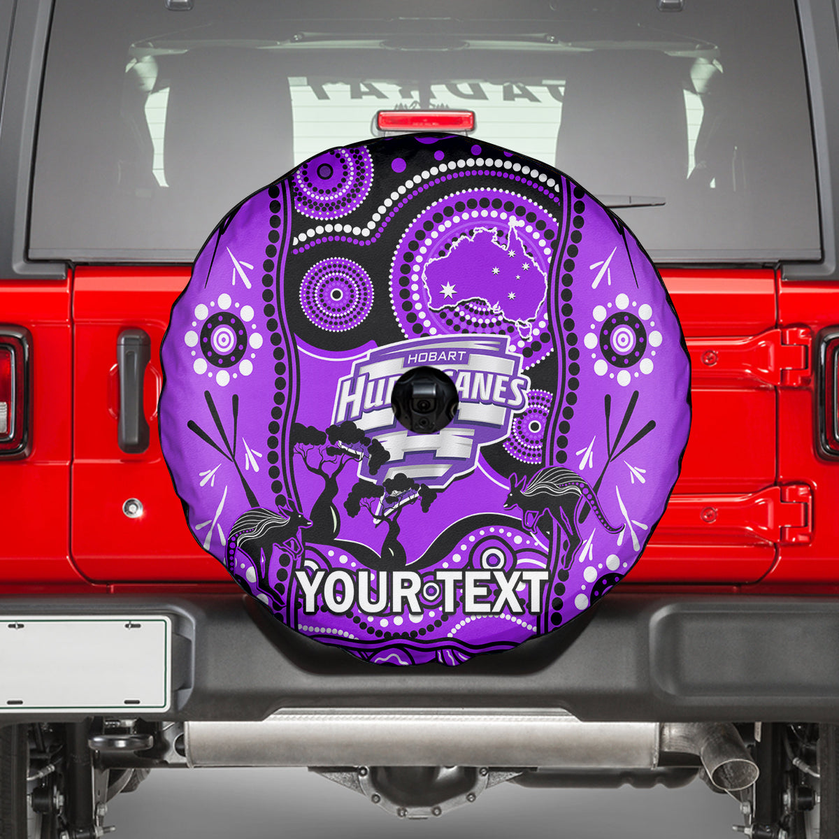 Custom Hobart Hurricanes Cricket Spare Tire Cover Happy Australia Day Aboriginal Art - Vibe Hoodie Shop