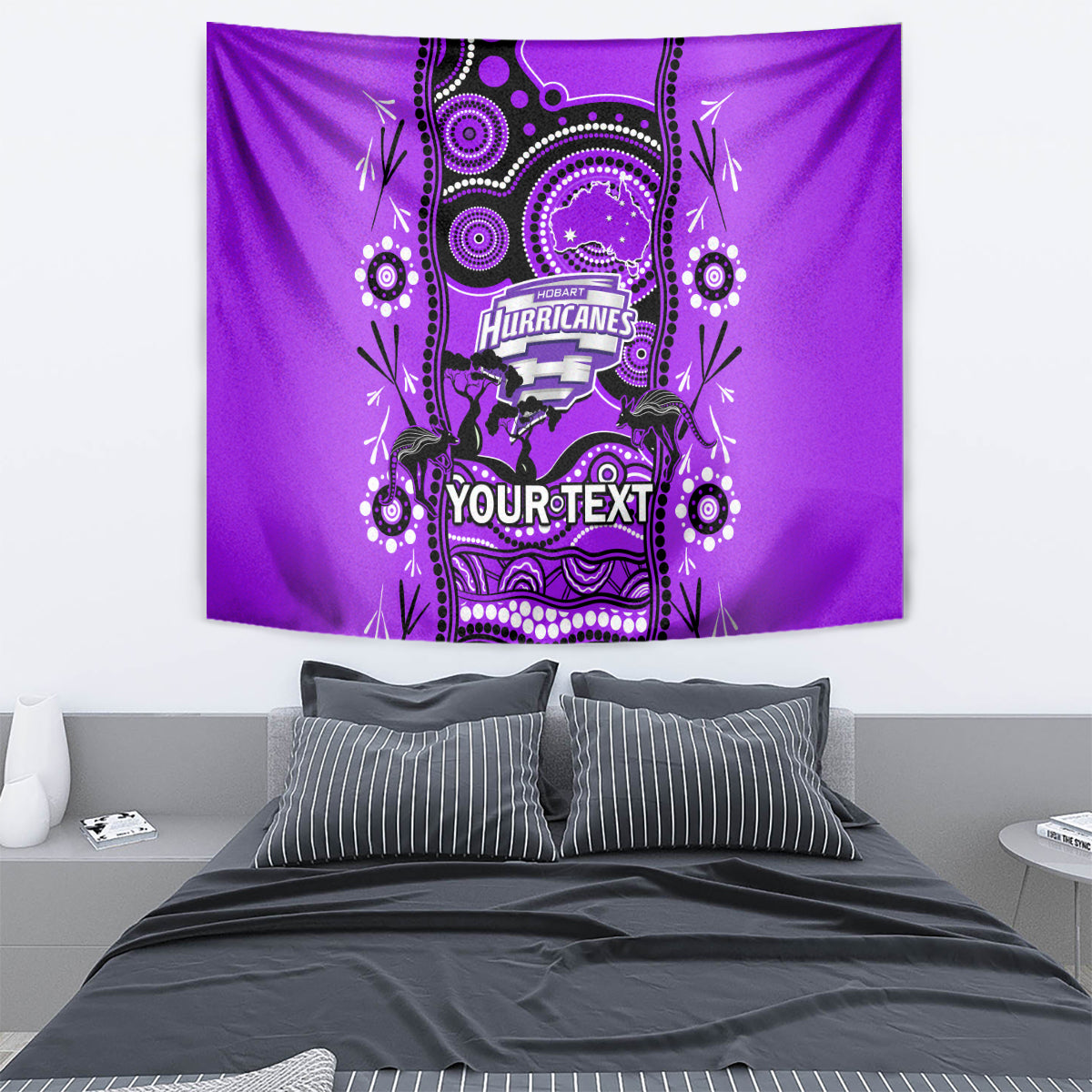 Custom Hobart Hurricanes Cricket Tapestry Happy Australia Day Aboriginal Art - Vibe Hoodie Shop