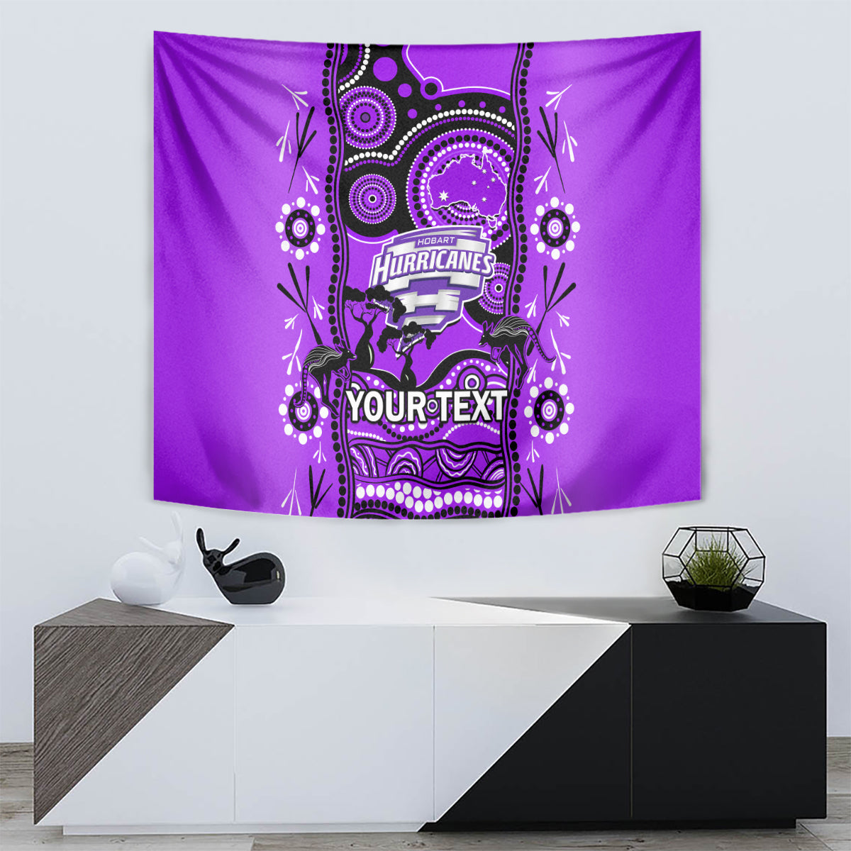 Custom Hobart Hurricanes Cricket Tapestry Happy Australia Day Aboriginal Art - Vibe Hoodie Shop