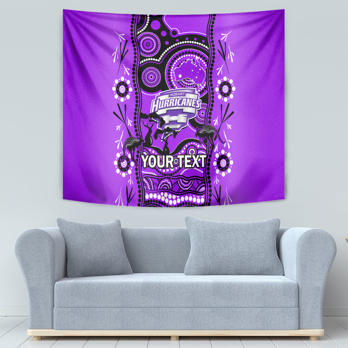 Custom Hobart Hurricanes Cricket Tapestry Happy Australia Day Aboriginal Art - Vibe Hoodie Shop