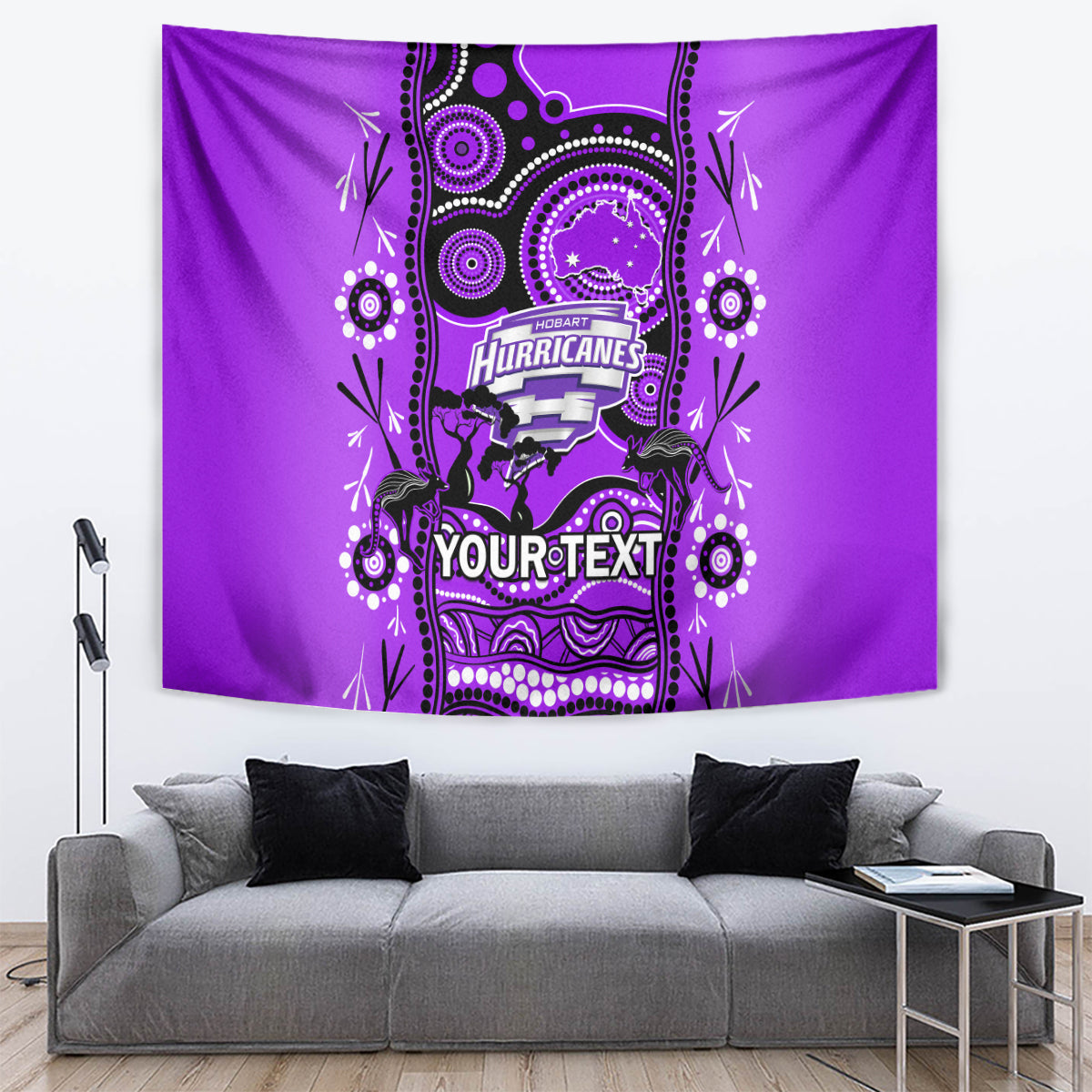 Custom Hobart Hurricanes Cricket Tapestry Happy Australia Day Aboriginal Art - Vibe Hoodie Shop