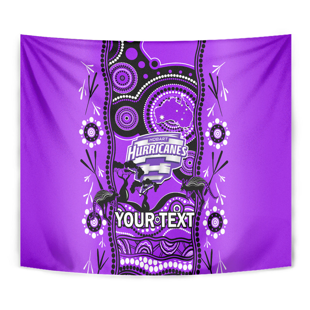 Custom Hobart Hurricanes Cricket Tapestry Happy Australia Day Aboriginal Art - Vibe Hoodie Shop