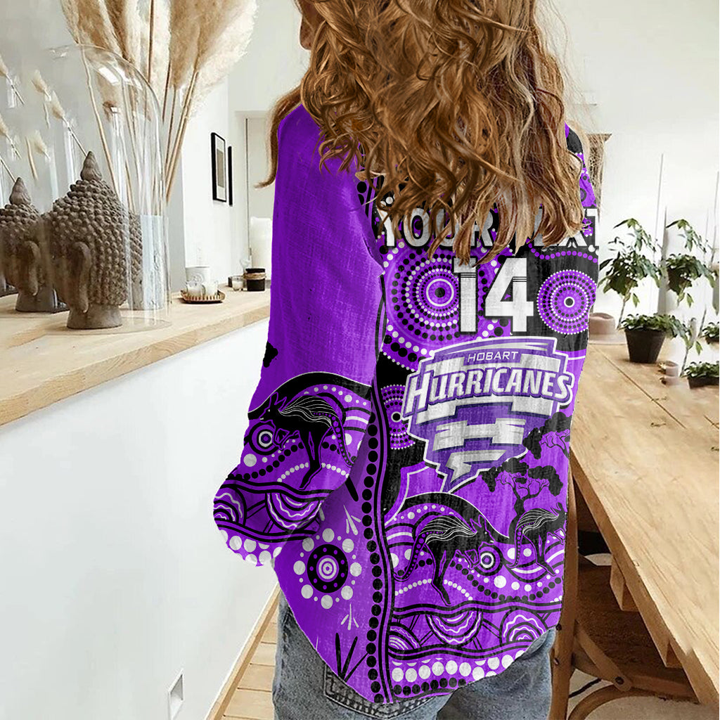 Custom Hobart Hurricanes Cricket Women Casual Shirt Happy Australia Day Aboriginal Art - Vibe Hoodie Shop