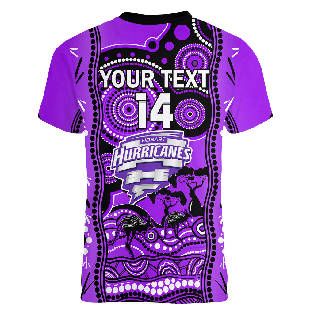 Custom Hobart Hurricanes Cricket Women V Neck T Shirt Happy Australia Day Aboriginal Art - Vibe Hoodie Shop