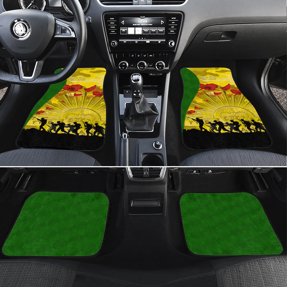 Australia Cricket ANZAC Day 2024 Car Mats Australian Army Camouflage With Poppies