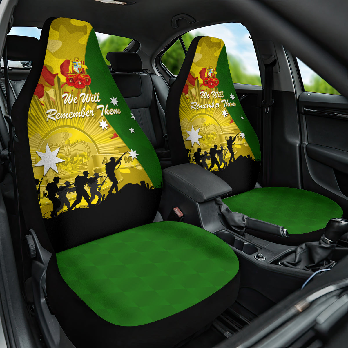 Australia Cricket ANZAC Day 2024 Car Seat Cover Australian Army Camouflage With Poppies - Vibe Hoodie Shop