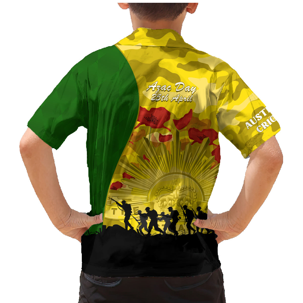 Australia Cricket ANZAC Day 2024 Family Matching Mermaid Dress and Hawaiian Shirt Australian Army Camouflage With Poppies