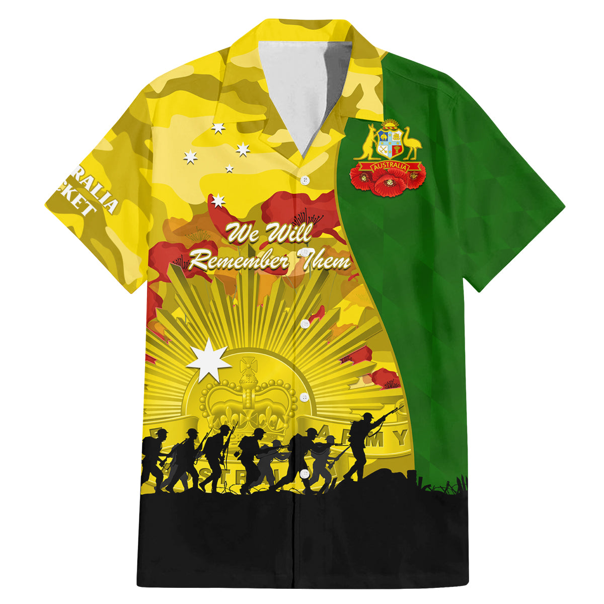 Australia Cricket ANZAC Day 2024 Family Matching Mermaid Dress and Hawaiian Shirt Australian Army Camouflage With Poppies