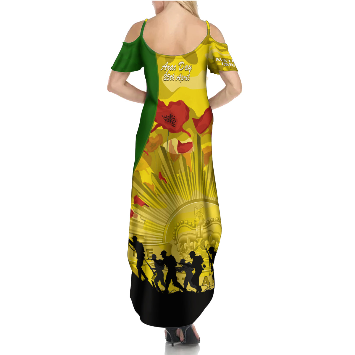 Australia Cricket ANZAC Day 2024 Family Matching Summer Maxi Dress and Hawaiian Shirt Australian Army Camouflage With Poppies