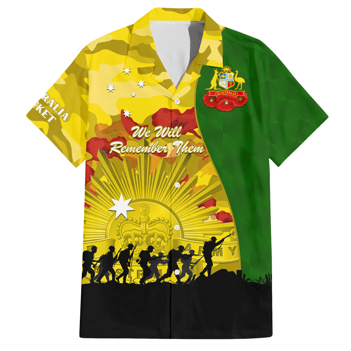 Australia Cricket ANZAC Day 2024 Family Matching Tank Maxi Dress and Hawaiian Shirt Australian Army Camouflage With Poppies