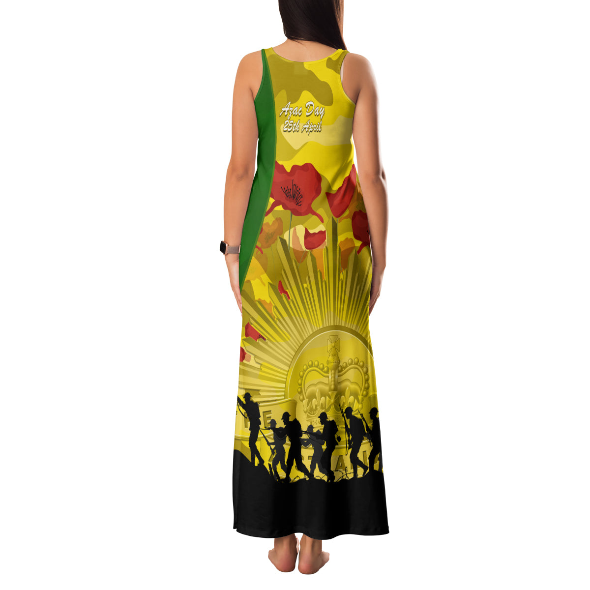 Australia Cricket ANZAC Day 2024 Family Matching Tank Maxi Dress and Hawaiian Shirt Australian Army Camouflage With Poppies