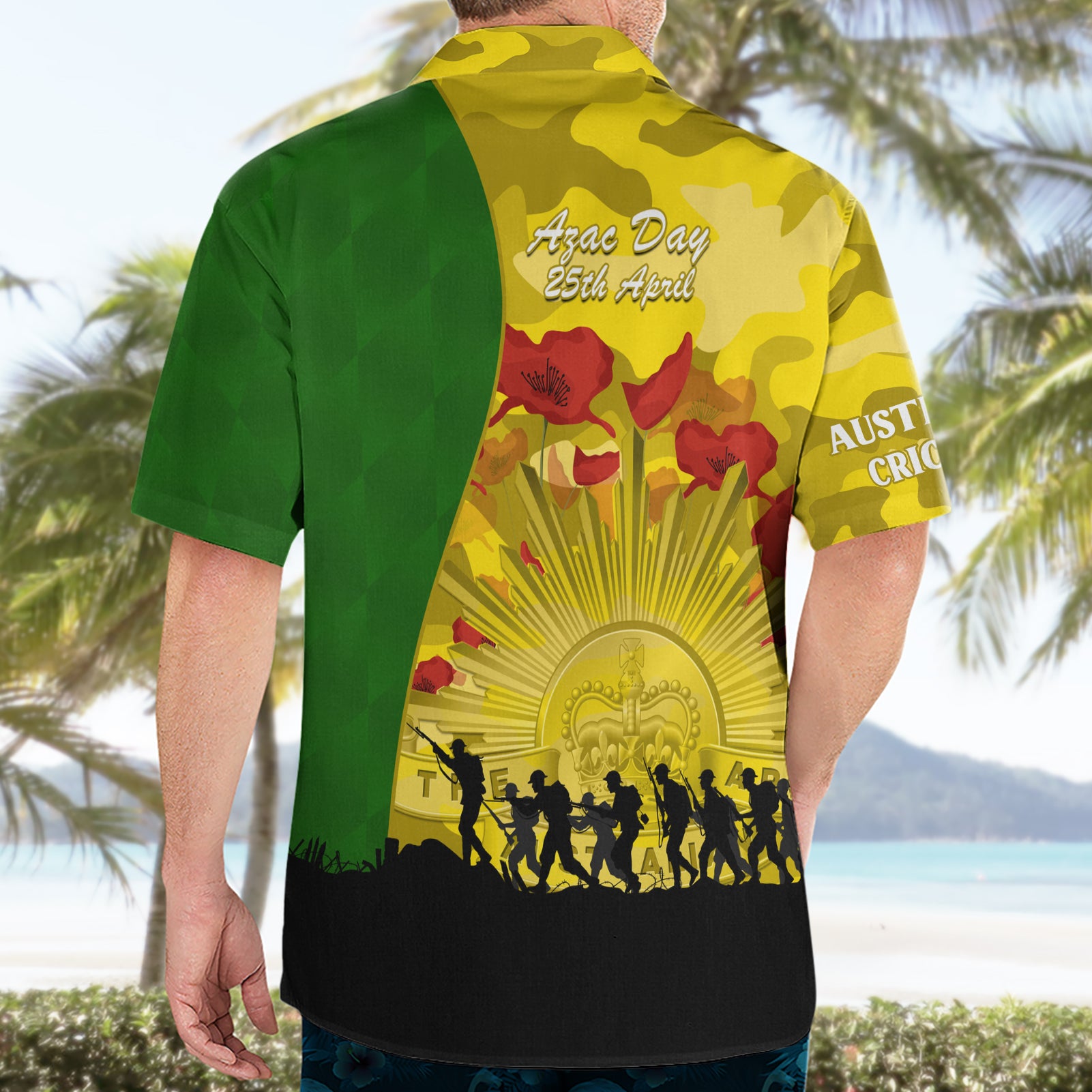 Australia Cricket ANZAC Day 2024 Hawaiian Shirt Australian Army Camouflage With Poppies - Vibe Hoodie Shop