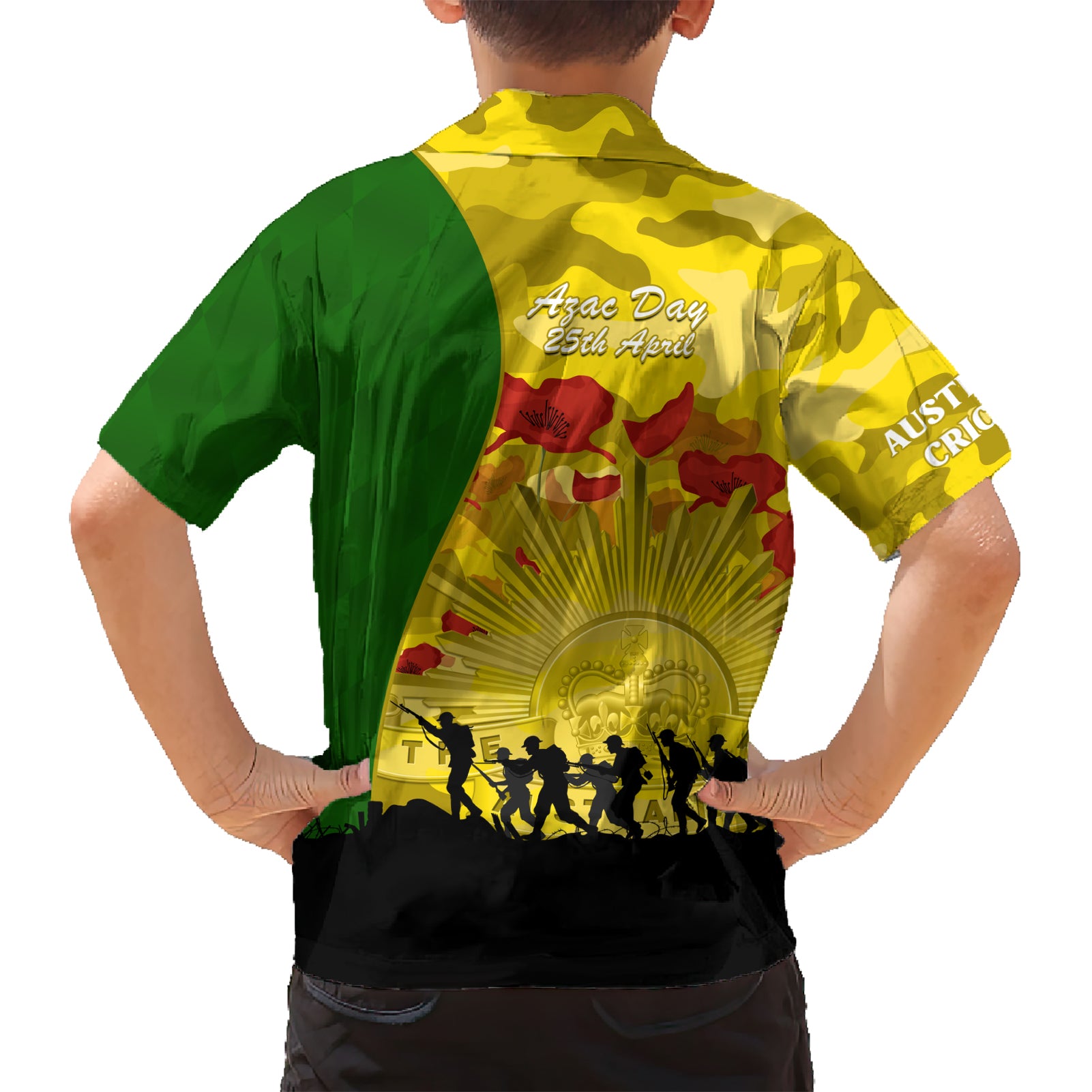 Australia Cricket ANZAC Day 2024 Hawaiian Shirt Australian Army Camouflage With Poppies - Vibe Hoodie Shop