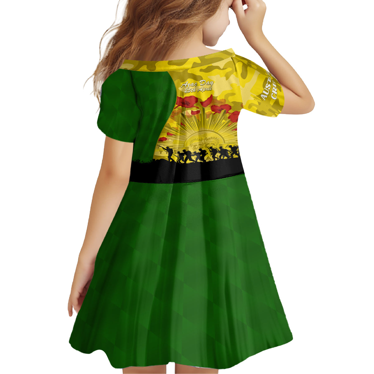 Australia Cricket ANZAC Day 2024 Kid Short Sleeve Dress Australian Army Camouflage With Poppies - Vibe Hoodie Shop