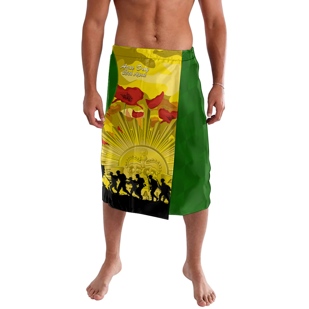 Australia Cricket ANZAC Day 2024 Lavalava Australian Army Camouflage With Poppies