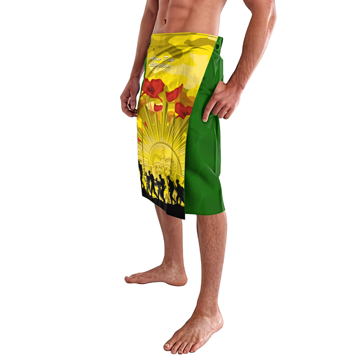 Australia Cricket ANZAC Day 2024 Lavalava Australian Army Camouflage With Poppies