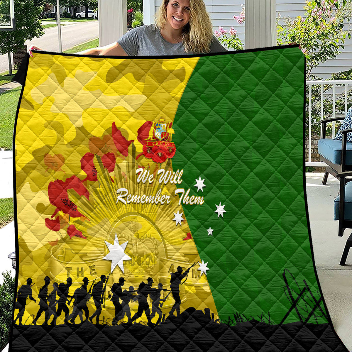 Australia Cricket ANZAC Day 2024 Quilt Australian Army Camouflage With Poppies - Vibe Hoodie Shop