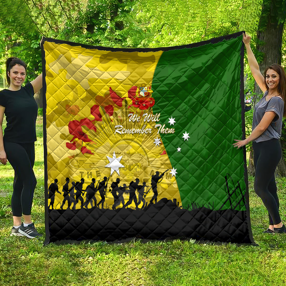 Australia Cricket ANZAC Day 2024 Quilt Australian Army Camouflage With Poppies - Vibe Hoodie Shop