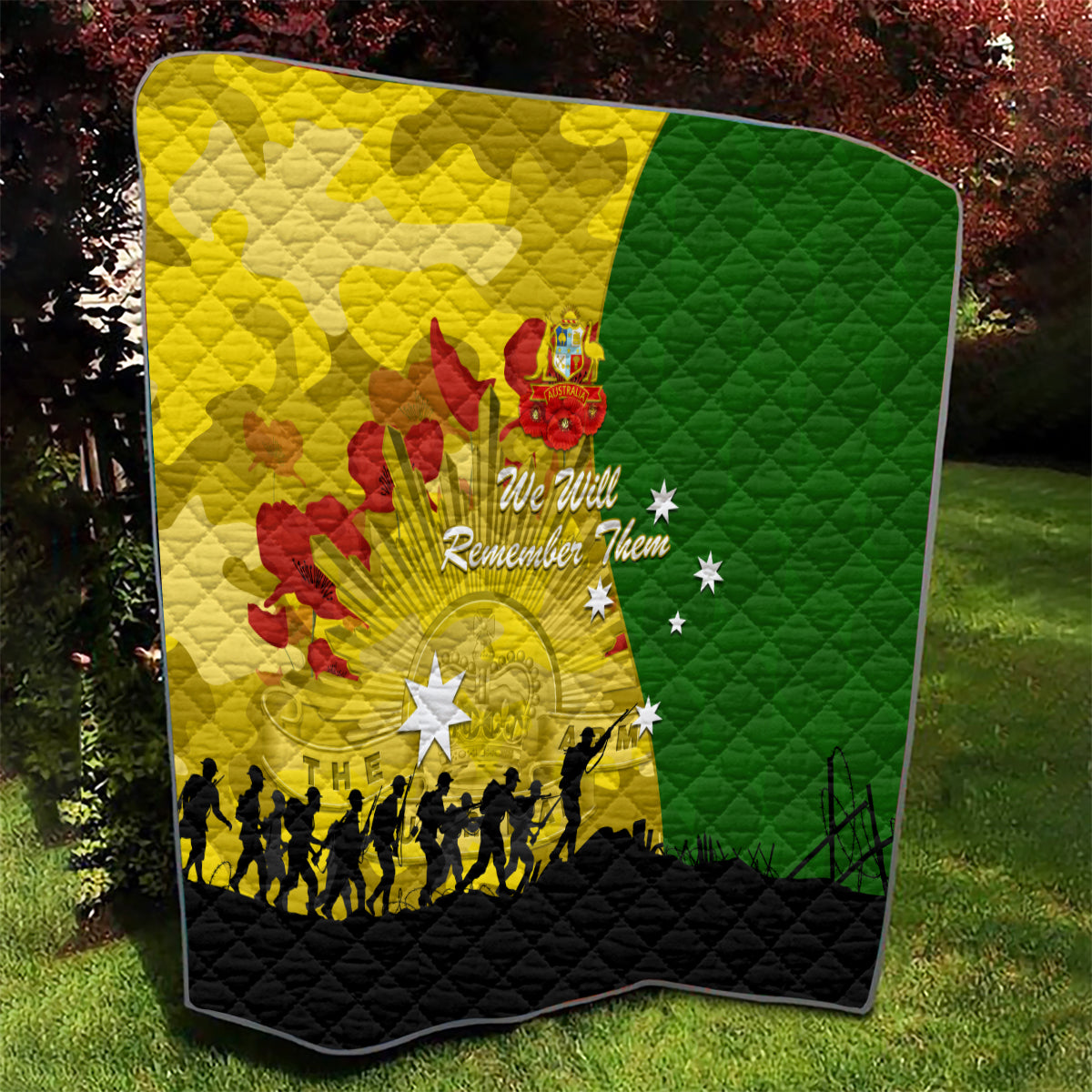 Australia Cricket ANZAC Day 2024 Quilt Australian Army Camouflage With Poppies - Vibe Hoodie Shop