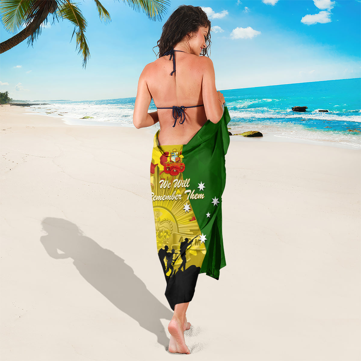 Australia Cricket ANZAC Day 2024 Sarong Australian Army Camouflage With Poppies - Vibe Hoodie Shop