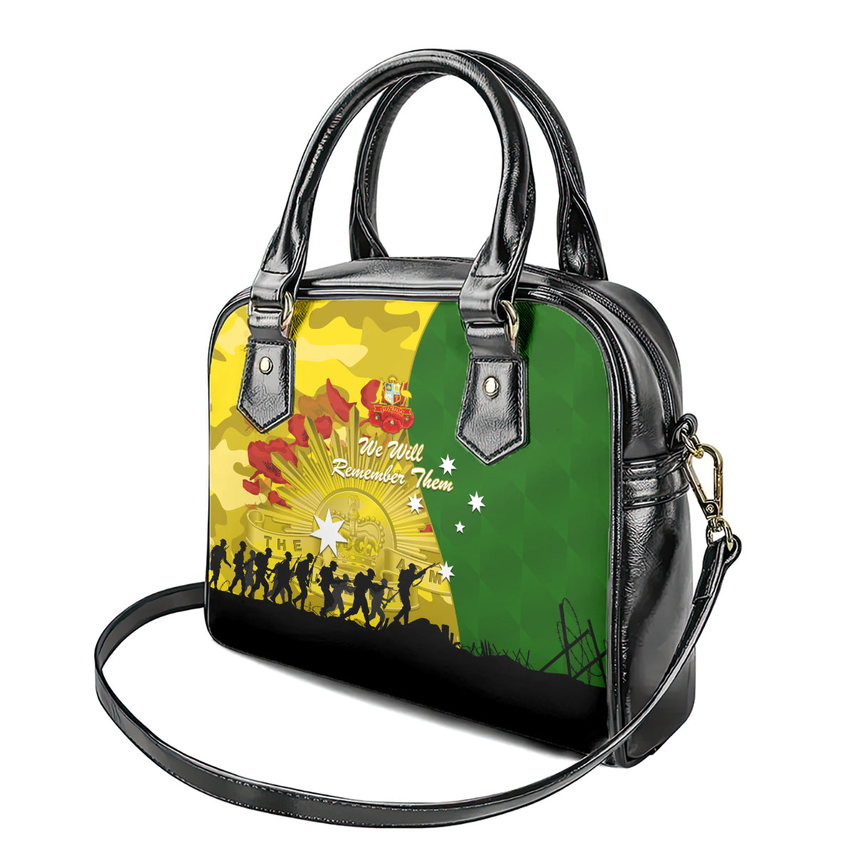 Australia Cricket ANZAC Day 2024 Shoulder Handbag Australian Army Camouflage With Poppies - Vibe Hoodie Shop