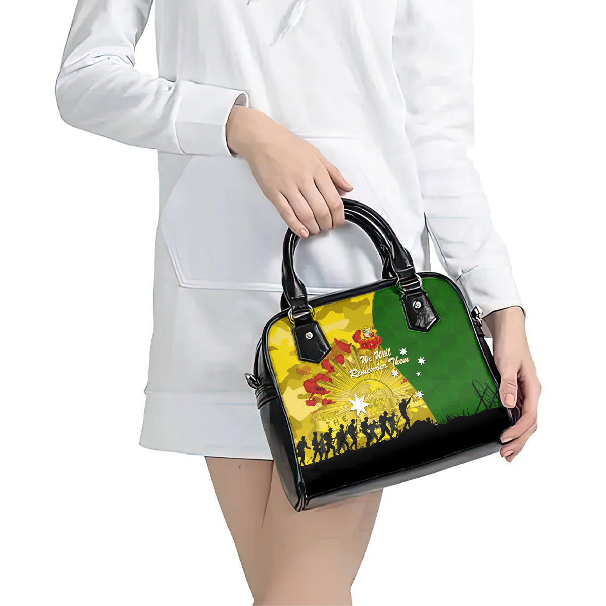 Australia Cricket ANZAC Day 2024 Shoulder Handbag Australian Army Camouflage With Poppies - Vibe Hoodie Shop