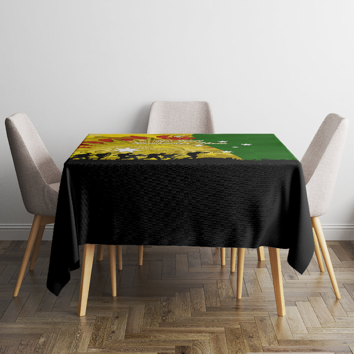 Australia Cricket ANZAC Day 2024 Tablecloth Australian Army Camouflage With Poppies