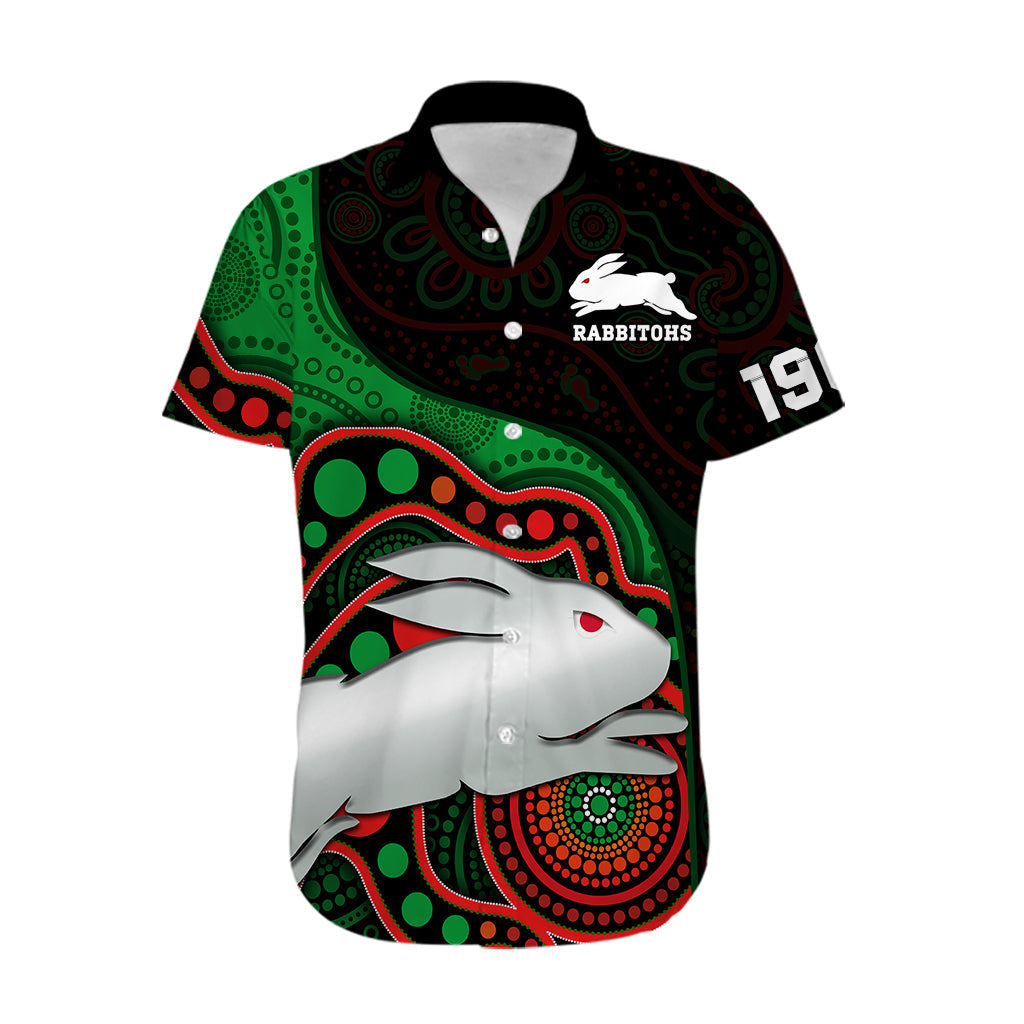 Rabbitohs Rugby Hawaiian Shirt Go Souths Indigenous Art - Vibe Hoodie Shop