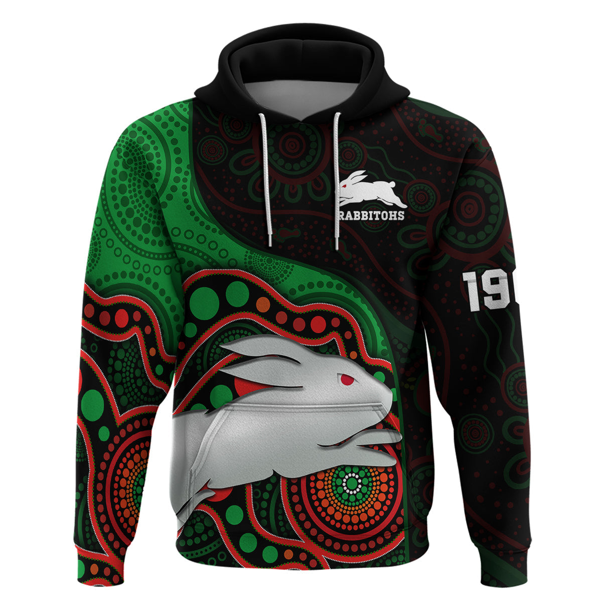 Rabbitohs Rugby Hoodie Go Souths Indigenous Art - Vibe Hoodie Shop