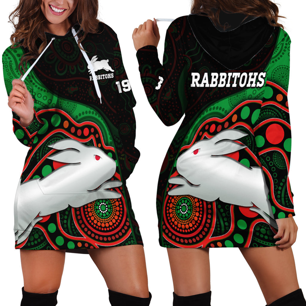 Rabbitohs Rugby Hoodie Dress Go Souths Indigenous Art - Vibe Hoodie Shop