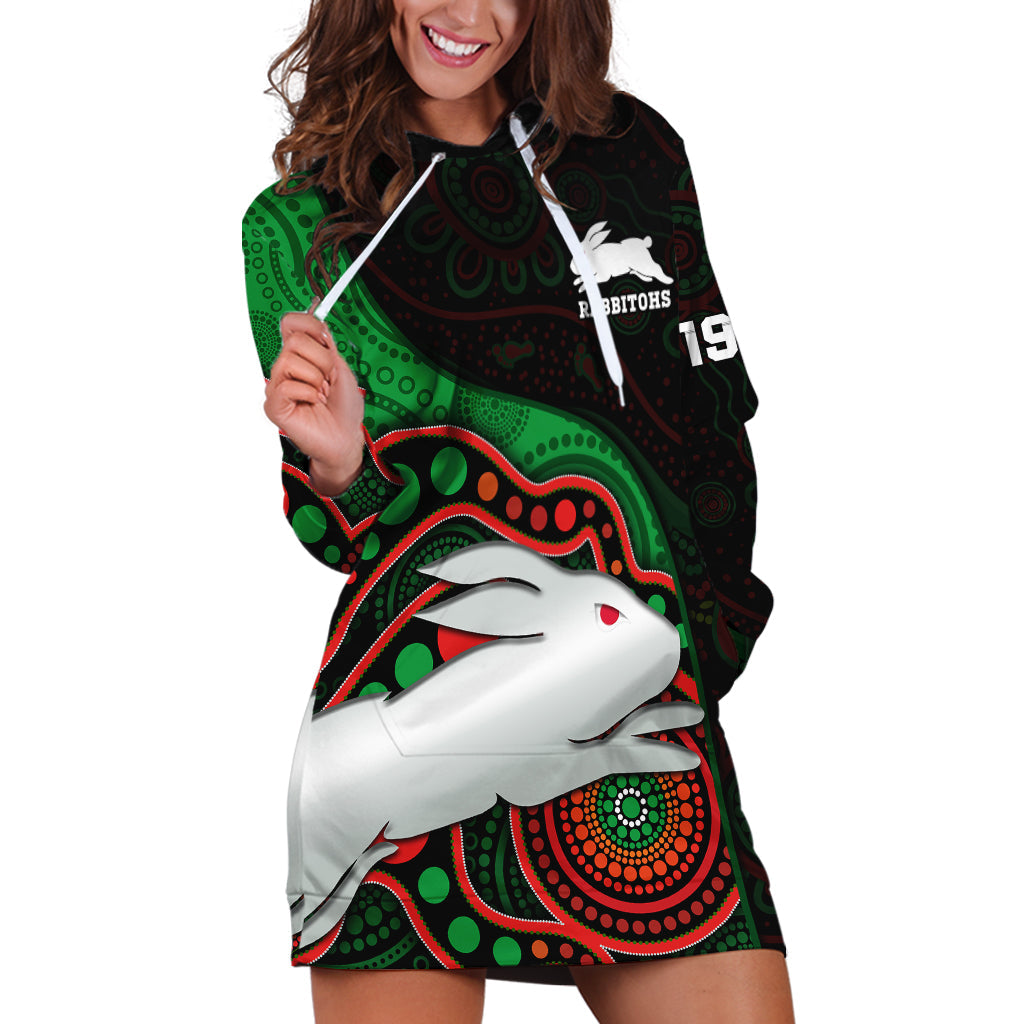 Rabbitohs Rugby Hoodie Dress Go Souths Indigenous Art - Vibe Hoodie Shop