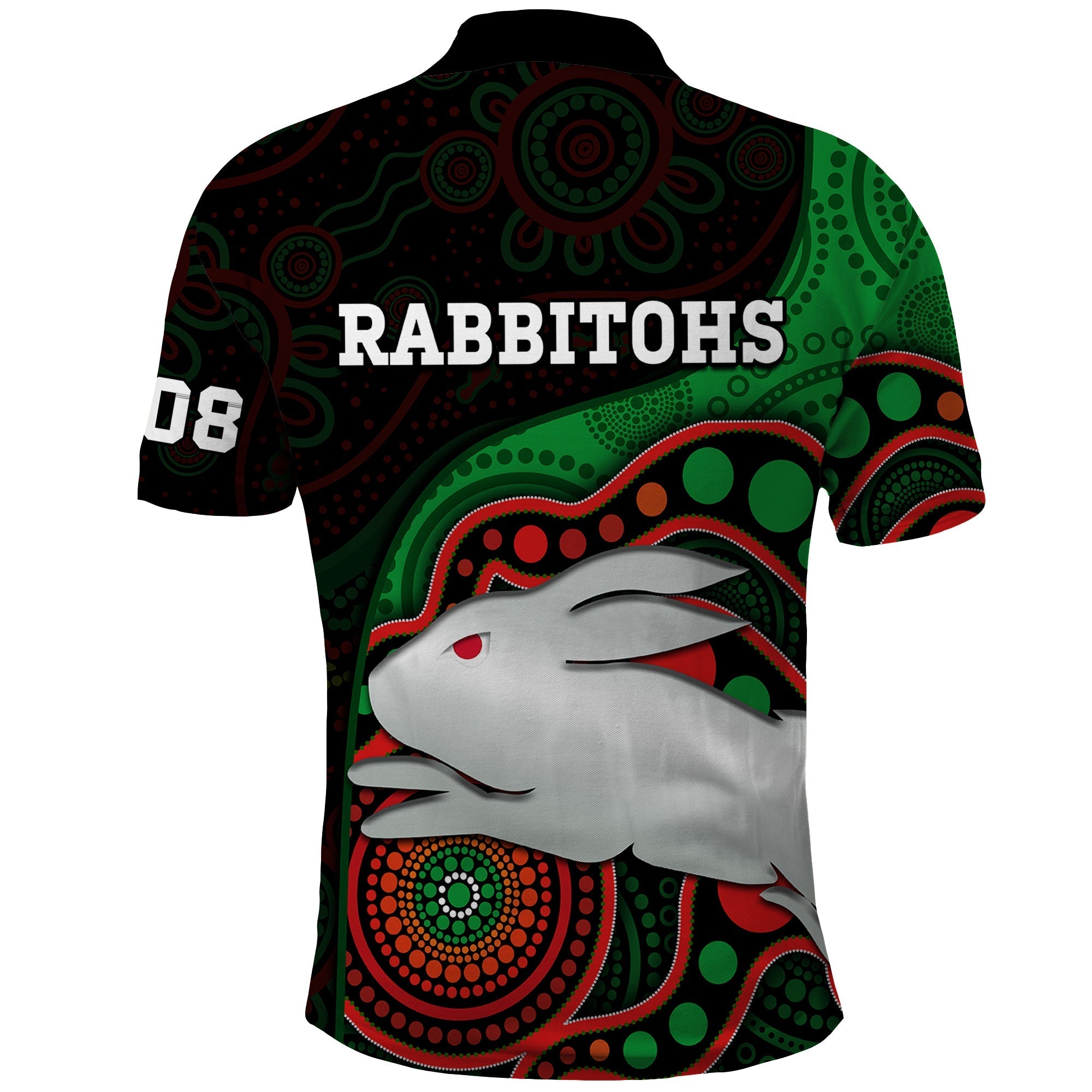 Rabbitohs Rugby Polo Shirt Go Souths Indigenous Art - Vibe Hoodie Shop