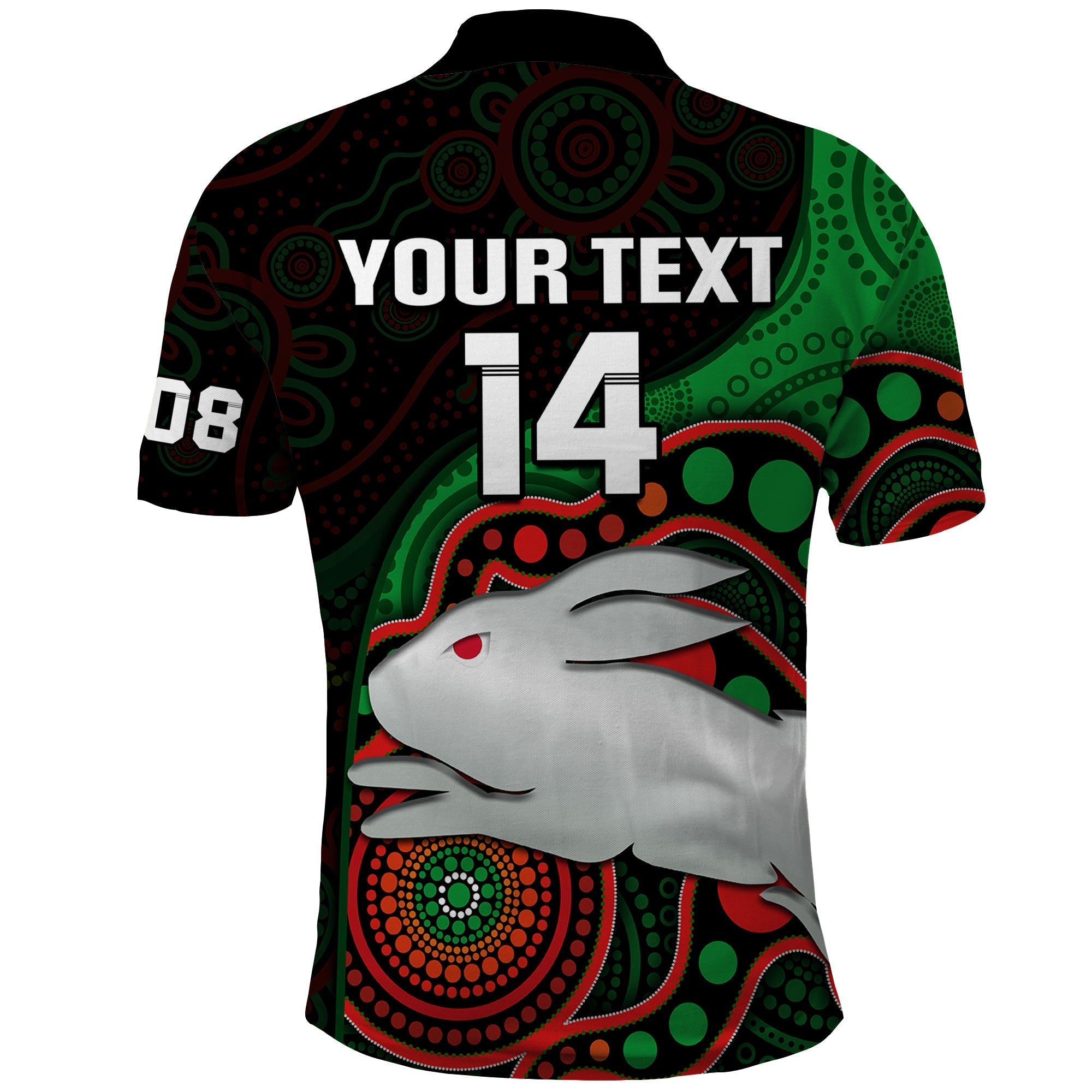 (Custom Text And Number) Rabbitohs Rugby Polo Shirt Go Souths Indigenous Art - Vibe Hoodie Shop