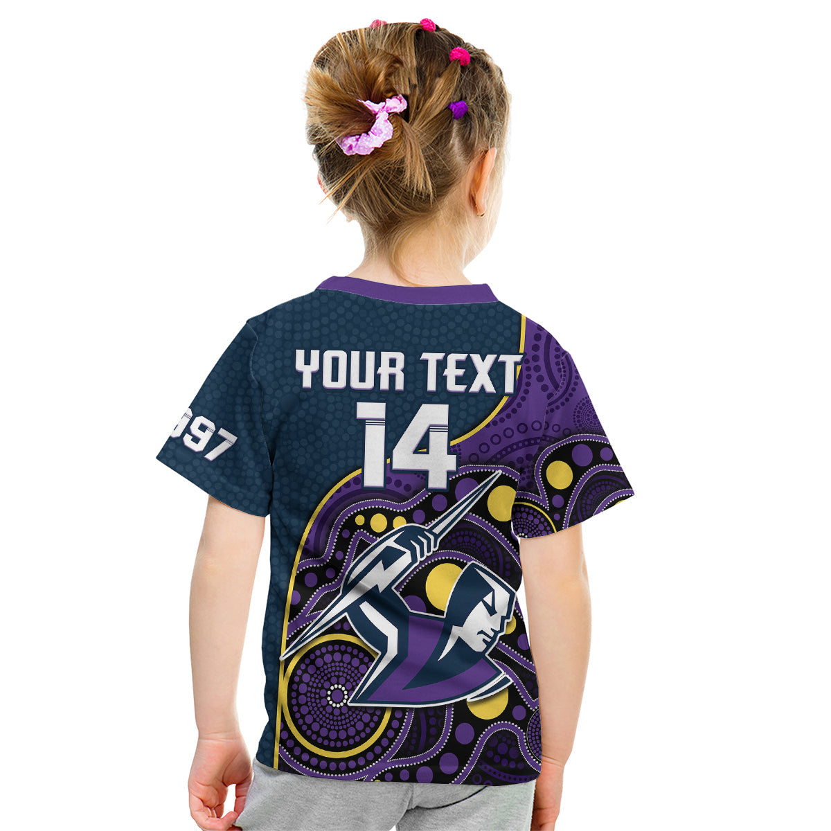 (Custom Text And Number) Storm Rugby Kid T Shirt Est 1997 Indigenous Art - Vibe Hoodie Shop