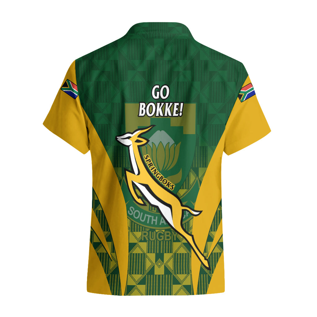 South Africa Rugby Hawaiian Shirt Go Springboks Kente Pattern With Bokke - Vibe Hoodie Shop