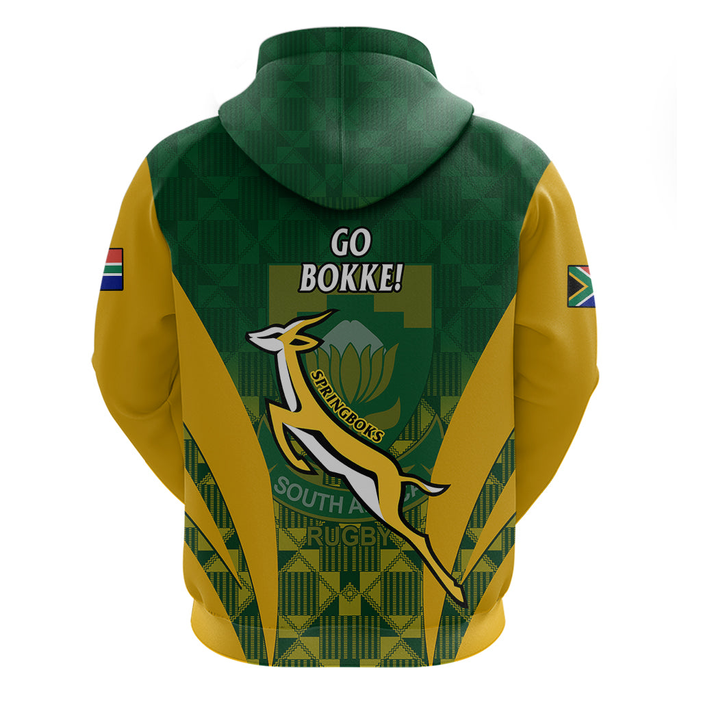 South Africa Rugby Hoodie Go Springboks Kente Pattern With Bokke - Vibe Hoodie Shop
