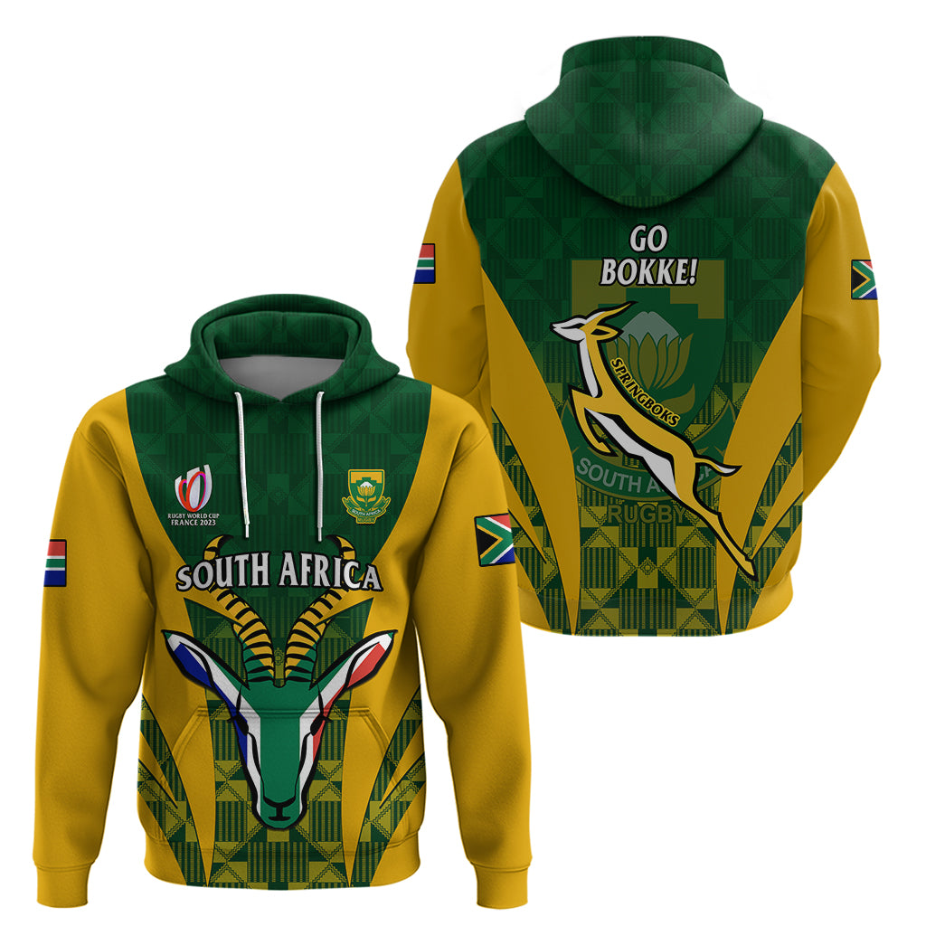 South Africa Rugby Hoodie Go Springboks Kente Pattern With Bokke - Vibe Hoodie Shop