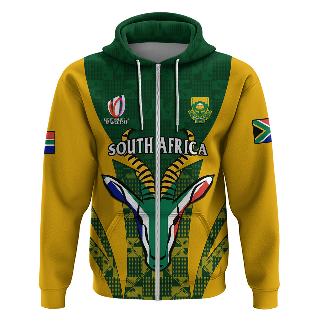 South Africa Rugby Hoodie Go Springboks Kente Pattern With Bokke - Vibe Hoodie Shop