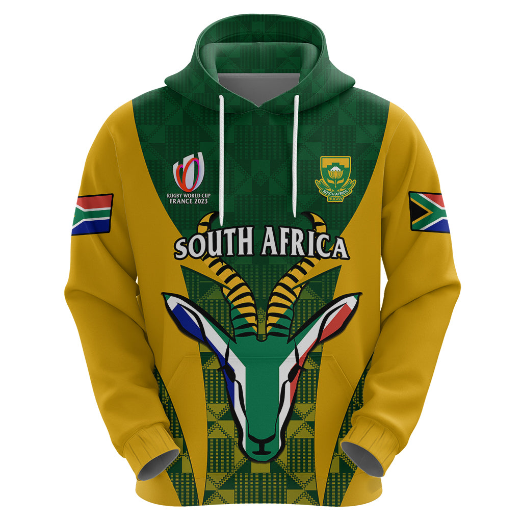 South Africa Rugby Hoodie Go Springboks Kente Pattern With Bokke - Vibe Hoodie Shop