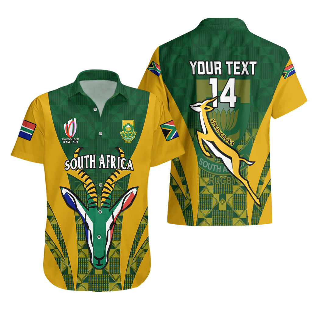 Custom South Africa Rugby Hawaiian Shirt Go Springboks Kente Pattern With Bokke - Vibe Hoodie Shop
