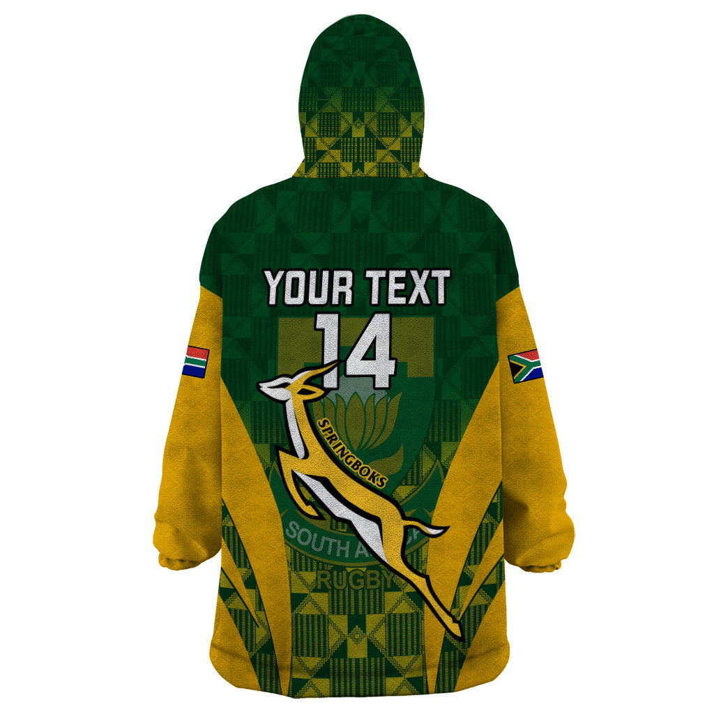 Custom South Africa Rugby Wearable Blanket Hoodie Go Springboks Kente Pattern With Bokke - Vibe Hoodie Shop