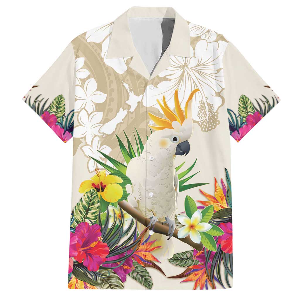 New Zealand Cacatua Galerita Hawaiian Shirt Aotearoa Cockatoo Tropical Flowers - Vibe Hoodie Shop