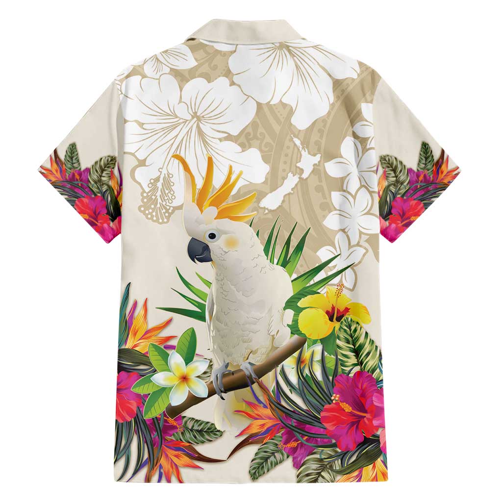 New Zealand Cacatua Galerita Hawaiian Shirt Aotearoa Cockatoo Tropical Flowers - Vibe Hoodie Shop