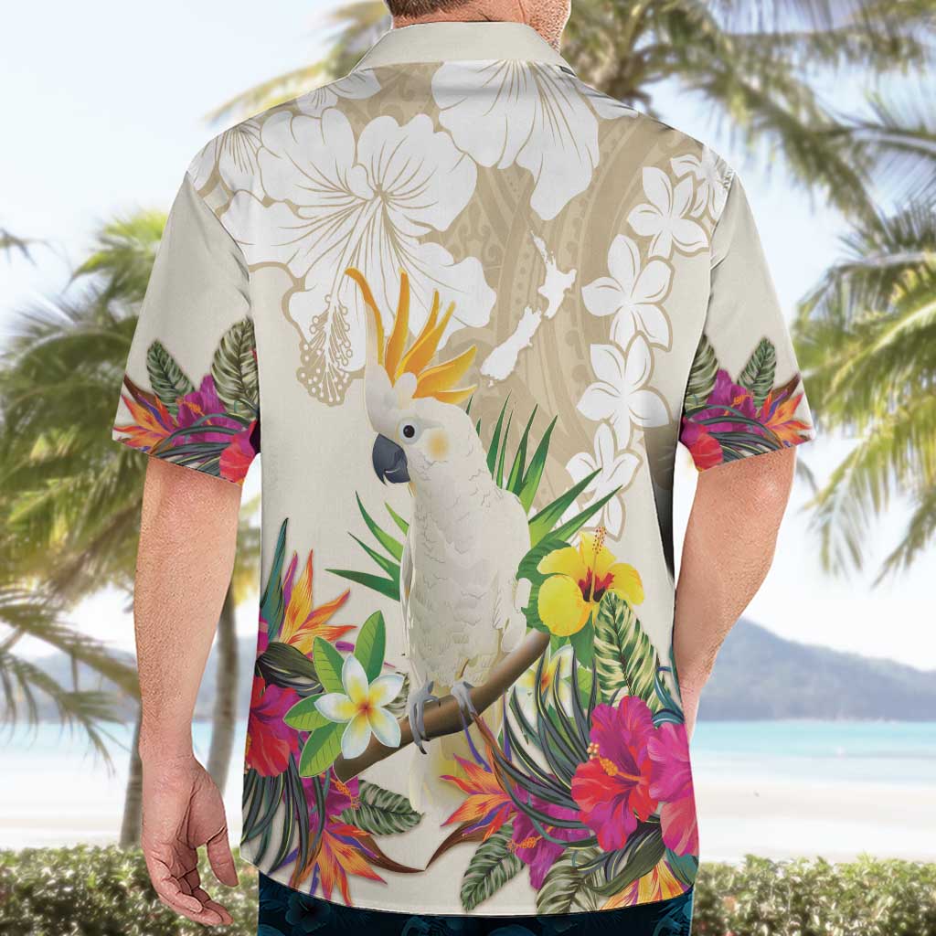 New Zealand Cacatua Galerita Hawaiian Shirt Aotearoa Cockatoo Tropical Flowers - Vibe Hoodie Shop